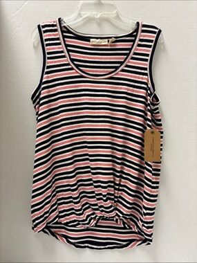 Christian Siriano Red, White & Blue Striped Knot-Front Tank
